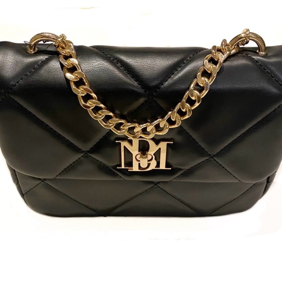 Badgley Mischka Black Gold Chain Quilted Crossbody Bag NWT - Picture 5 of 13
